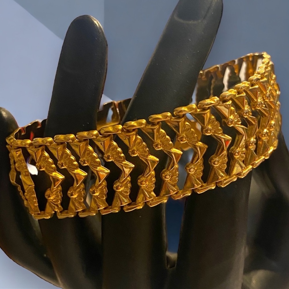 Estate Vintage 18k Yellow Gold 20mm Extra Wide Fancy Link Chain 6.75” Bracelet!